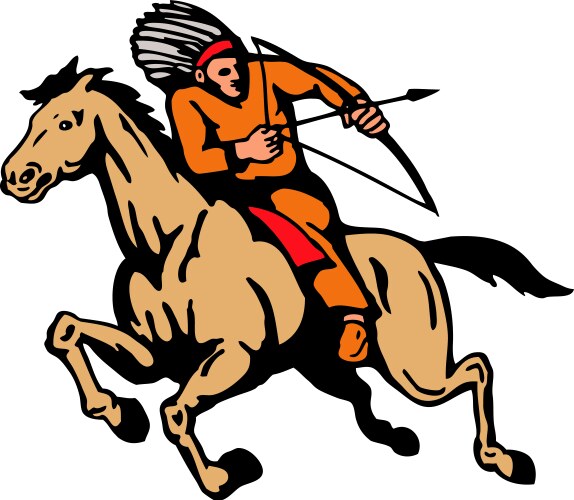 American indian riding horse bow and arrow Vector Image