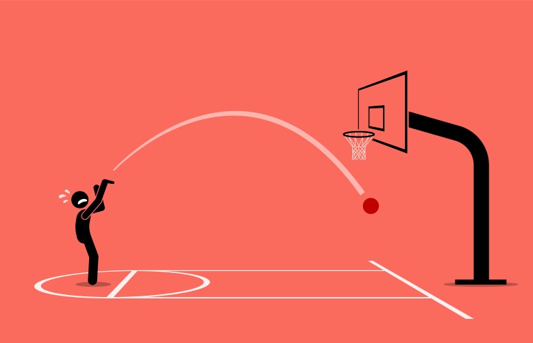 man trying to shoot a basketball into hoop he vector image vector image