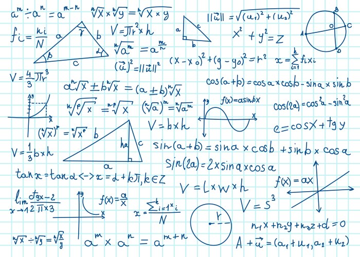 doodle math formulas handwritten mathematical vector