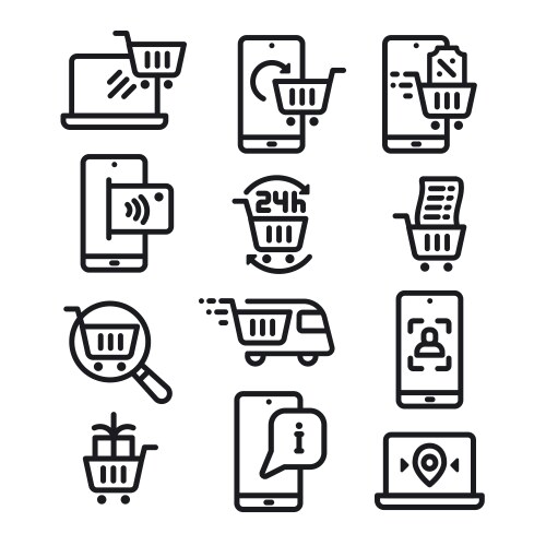 e-commerce icons set vector image