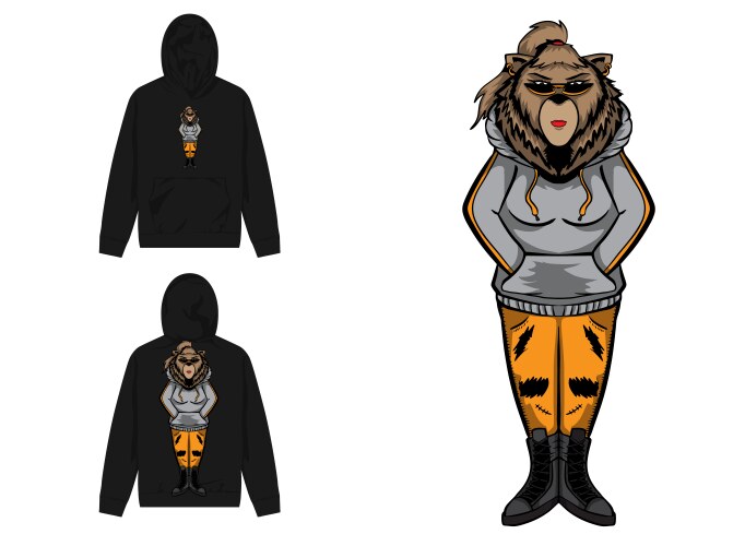 Female bear fashionista character with attractive vector image