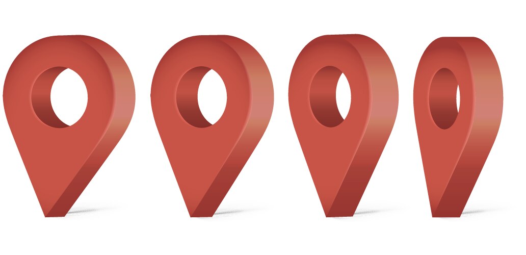 Red realistic map pointer location symbols set vector image