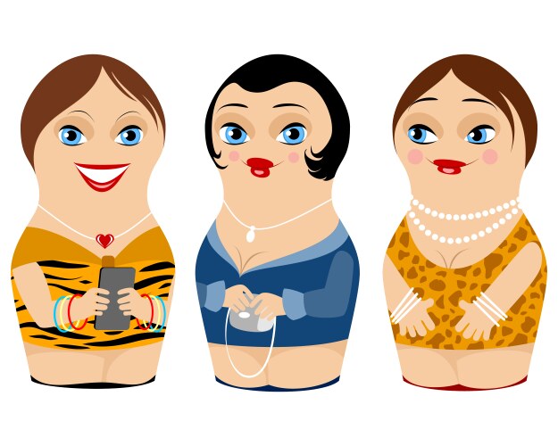 three nested doll vector image