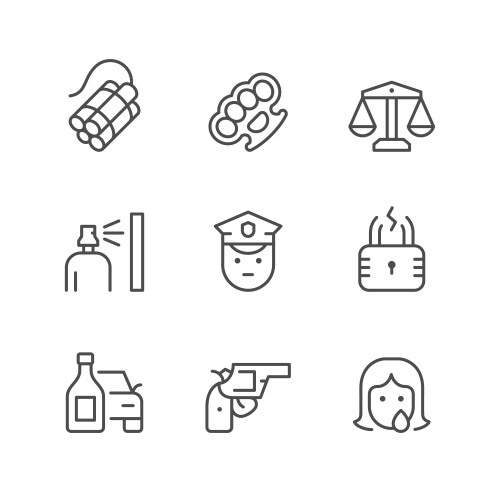 set line icons of criminal vector image