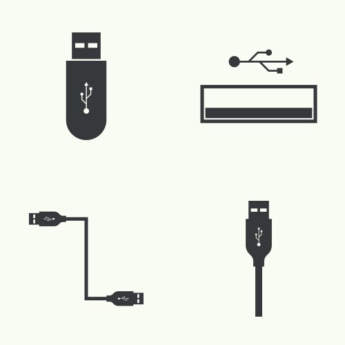 USB Port Icon with Signage vector image