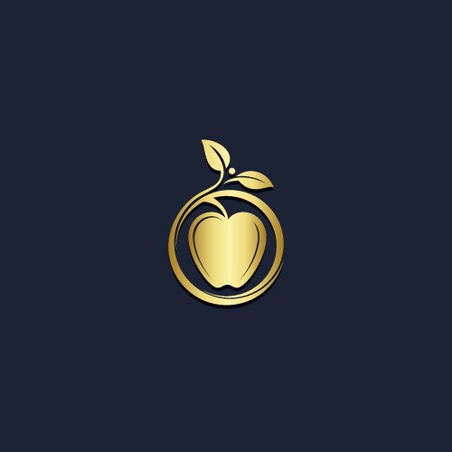 Golden Apple Fruit Logo Vector Image