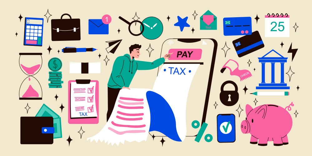 Tax day big set vector image