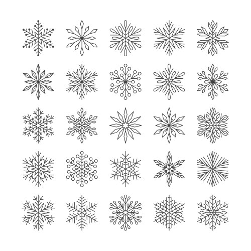 Cute snowflakes collection isolated on white Vector Image