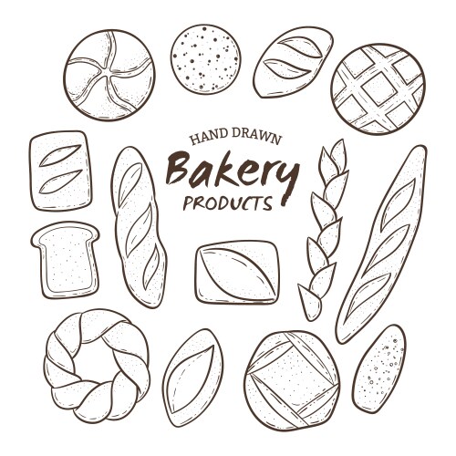 Bakery frame hand drawn bread and cookies banner Vector Image