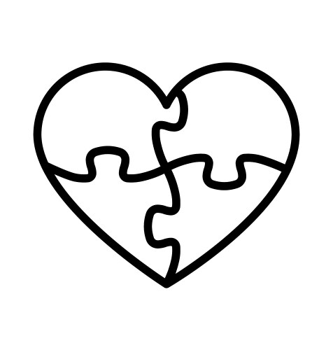 heart puzzle pieces outline vector