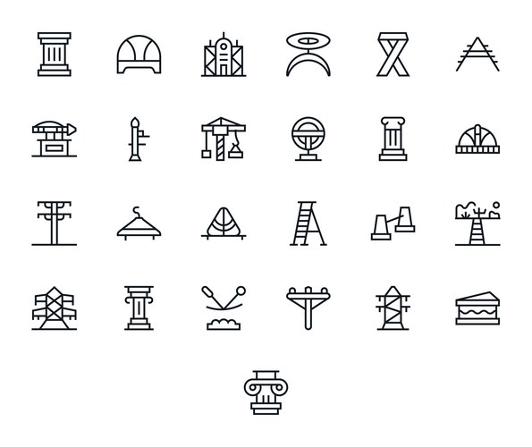 Regular Line Icons - Support &amp; Structure Vector Image