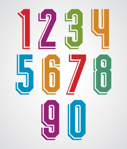Retro numbers set geometric numerals typeface Vector Image