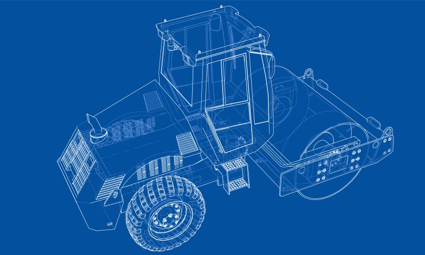 Construction machine asphalt compactor Royalty Free Vector