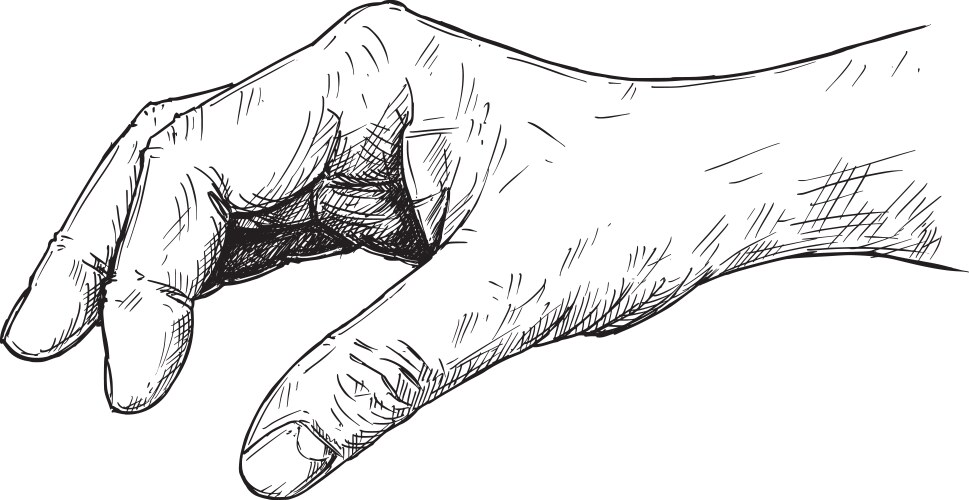 Artistic or drawing of hand holding something Vector Image