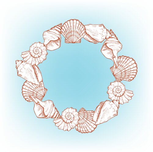 Seashell Sketch Frame Vector Image