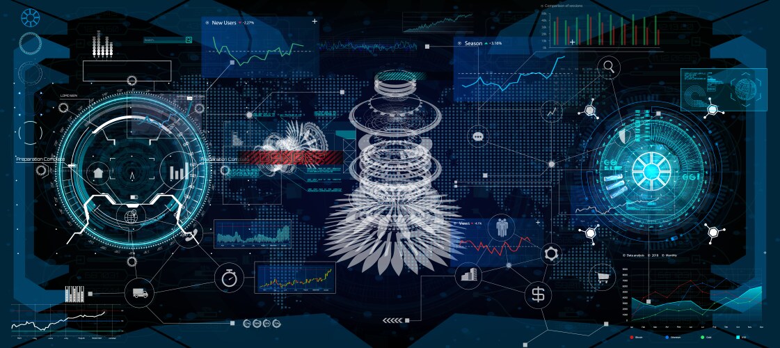 Innovation system hud ui elements collection Vector Image