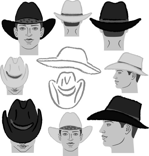 Cowboy hat template and man head Vector Image