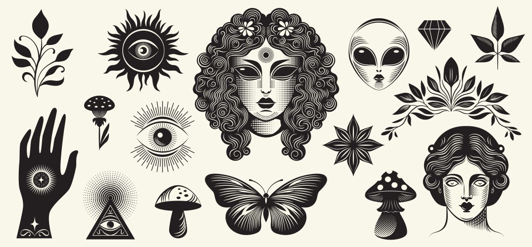 Set of magic esoteric symbols Vector Image
