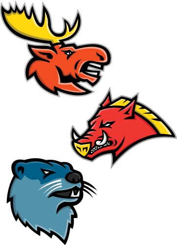 North American Wildlife Mascot Icons Vector Image