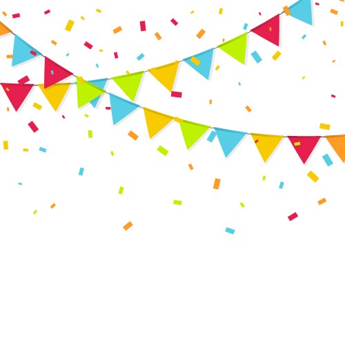 Carnival garland with flags confetti and ribbons Vector Image