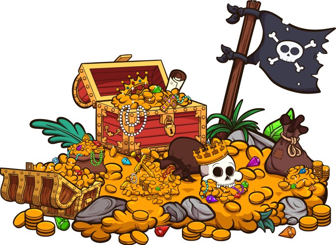 Cartoon pirate treasure island vector image