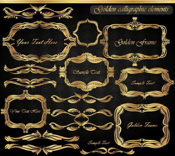 Set vintage frames and golden elements Vector Image