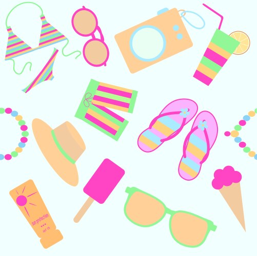 Beach Icon Seamless Pattern Vector Image