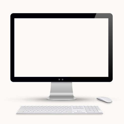 Computer Monitor with Keyboard and Mouse vector image