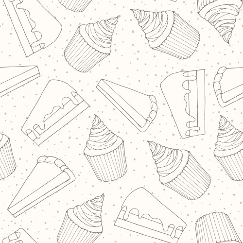 Hand drawn pastry seamless pattern with cakes Vector Image
