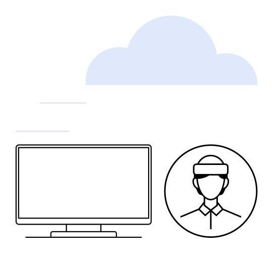 Virtual reality and cloud computing concept Vector Image