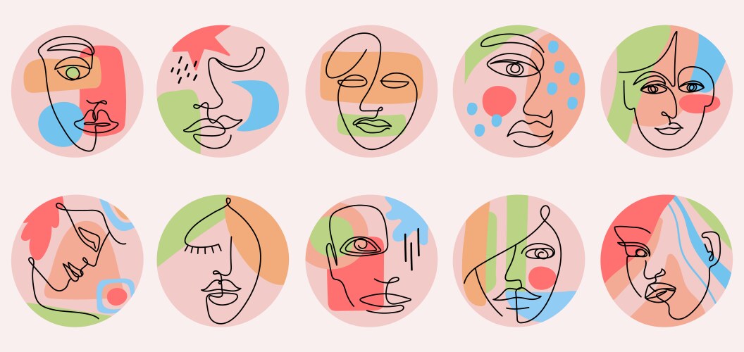 female faces abstract lines woman face vector