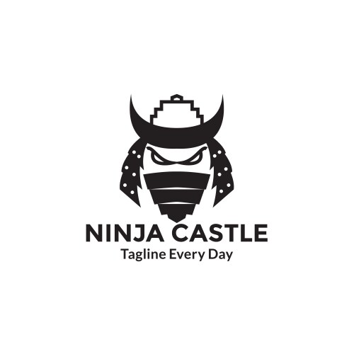 ninja on castle logo design vector image