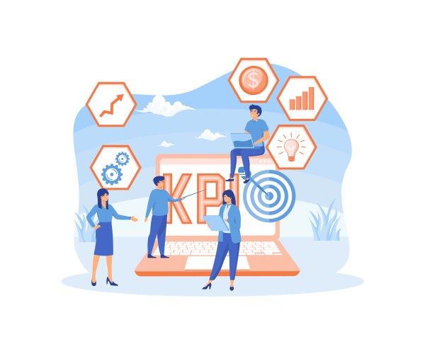Kpi data report key performance indicators vektorbild