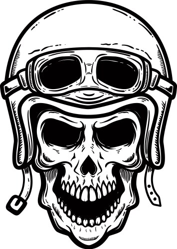 Biker Skull with Helmet Vector Image
