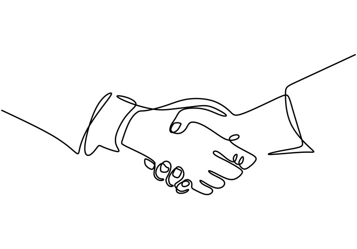Continuous one line drawing of handshake Vector Image