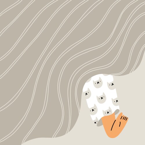 Lazy dreaming in bed leg pajama under blanket Vector Image