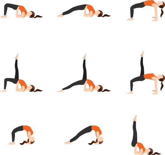Leg extension yoga poses set Royalty Free Vector Image