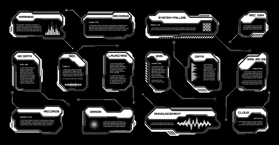 White futuristic hud ui elements sci-fi user Vector Image