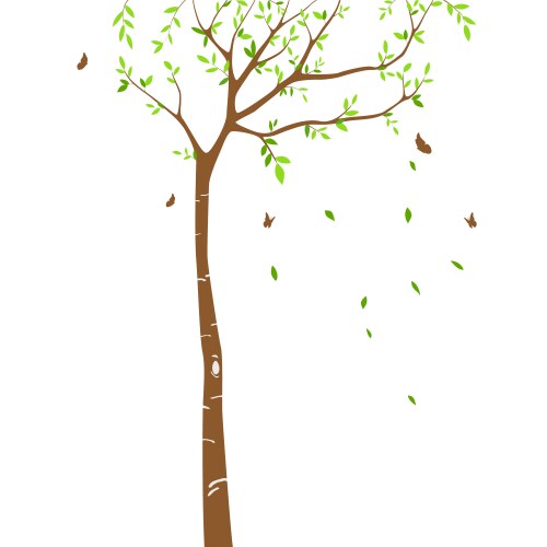 Beautiful tree branch with birds silhouette vector image