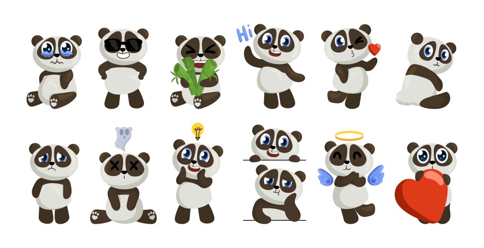 cartoon panda cute baby bear mascot jungle vector