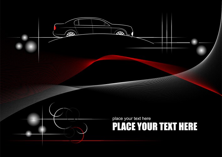 Abstract black hi-tech background with car sedan vector image