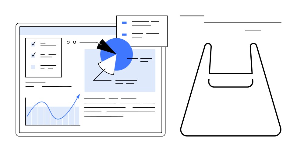 Data analysis dashboard with pie chart line graph vector image
