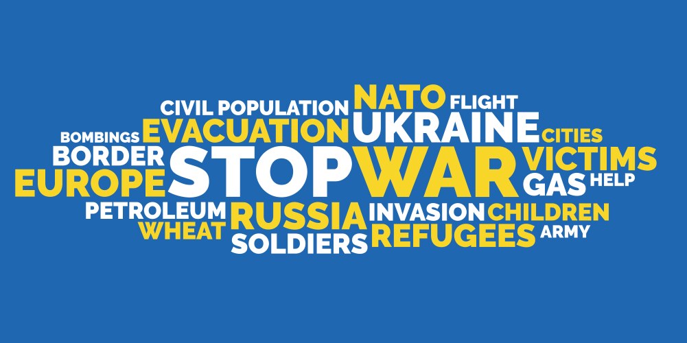 Stop war word cloud isolated vector image