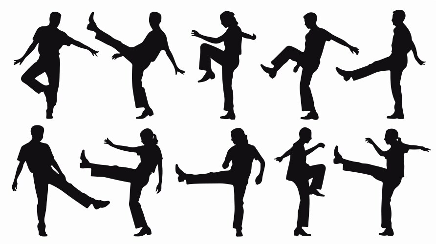 Collection of silhouette depicting individuals Vector Image