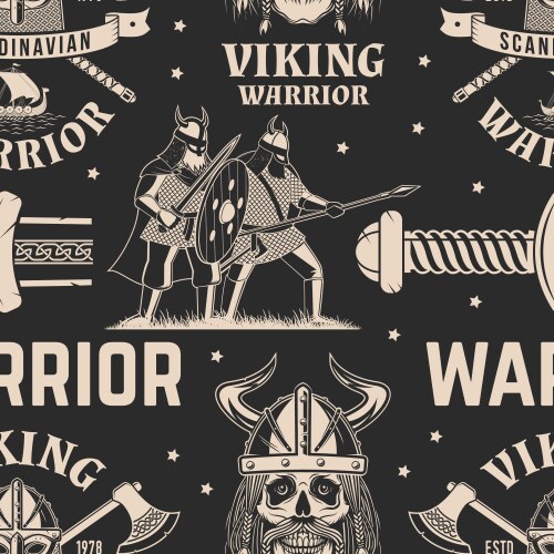 Vikings warrior seamless pattern or background vector image