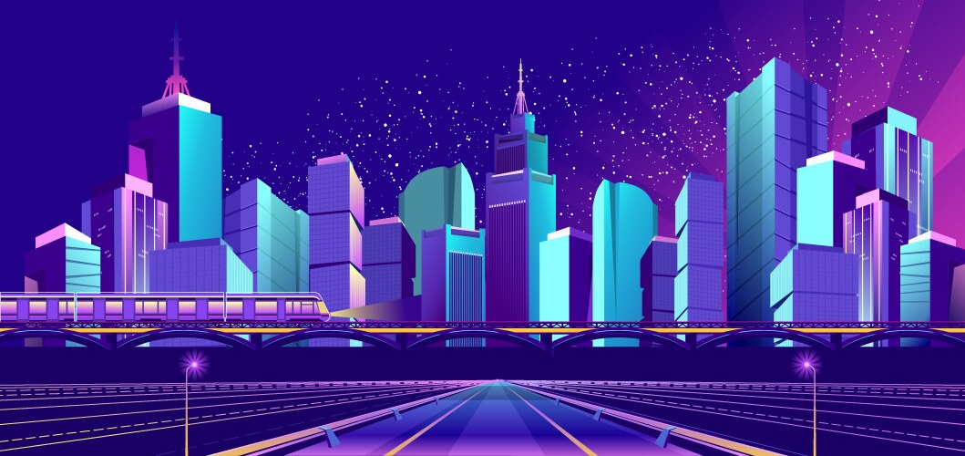 Banner night city vector image