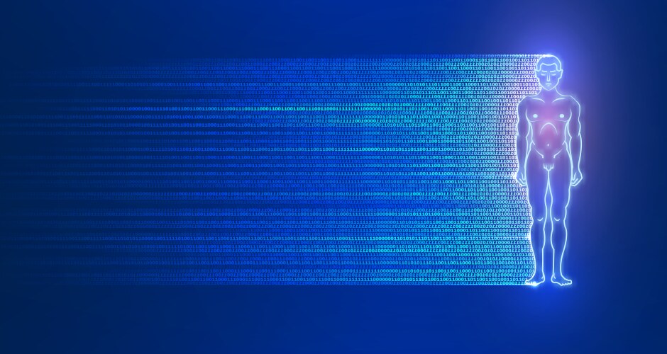 Glowing Man with Binary Code vector image