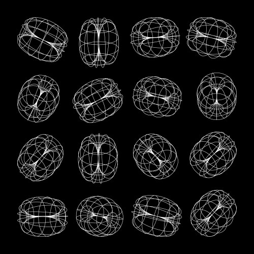 Wireframe lined shapes perspective mesh 3d grid vector image