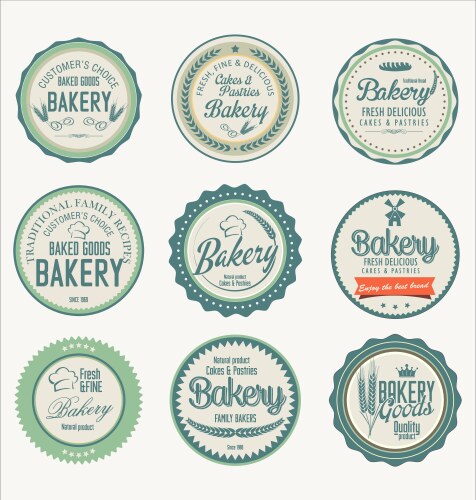 Vintage bakery badges labels and logos Royalty Free Vector