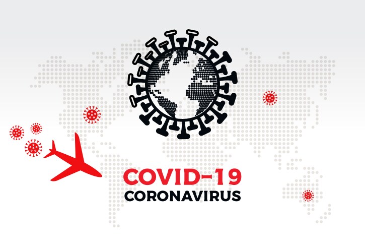 Map tracks growing coronavirus global threat vector image